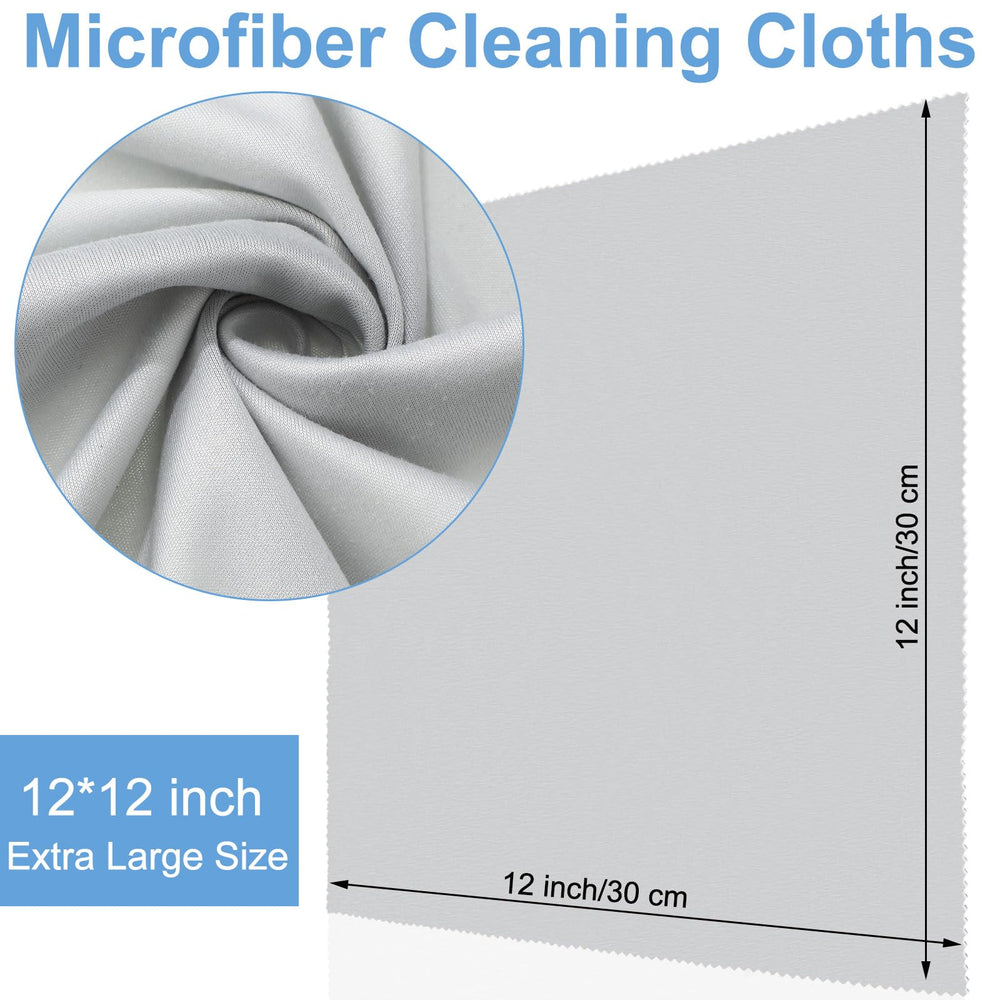 Close-up of soft microfiber cloth showing 12x12 inch size