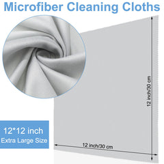 Close-up of soft microfiber cloth showing 12x12 inch size