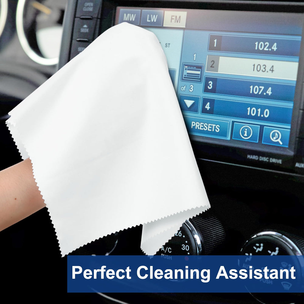 Close-up of the 12x12 inch microfiber cleaning cloths package