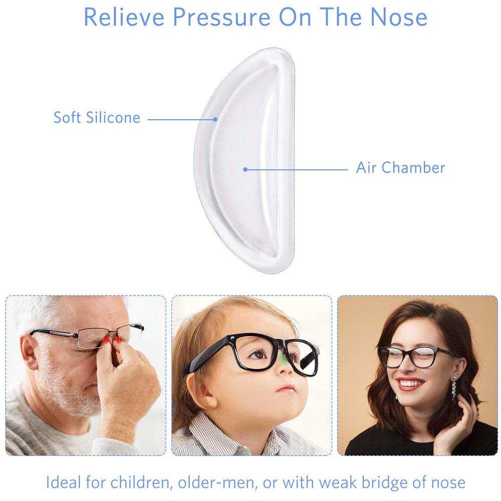 Close-up of air bag silicone nose pads on glasses
