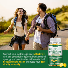 Oregano oil softgel capsules in bottle
