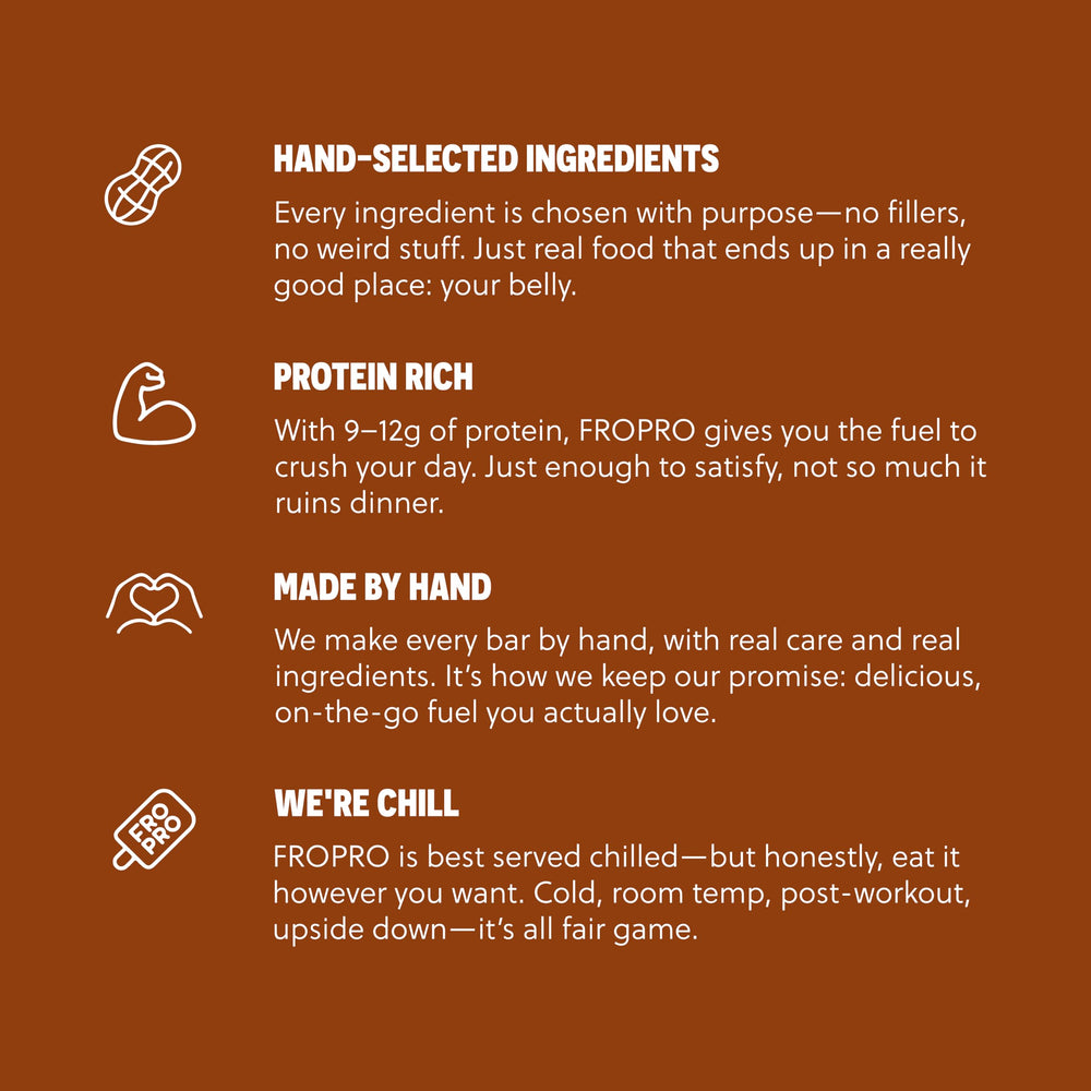 FRO PRO organic nut butter visual emphasizes natural protein source.