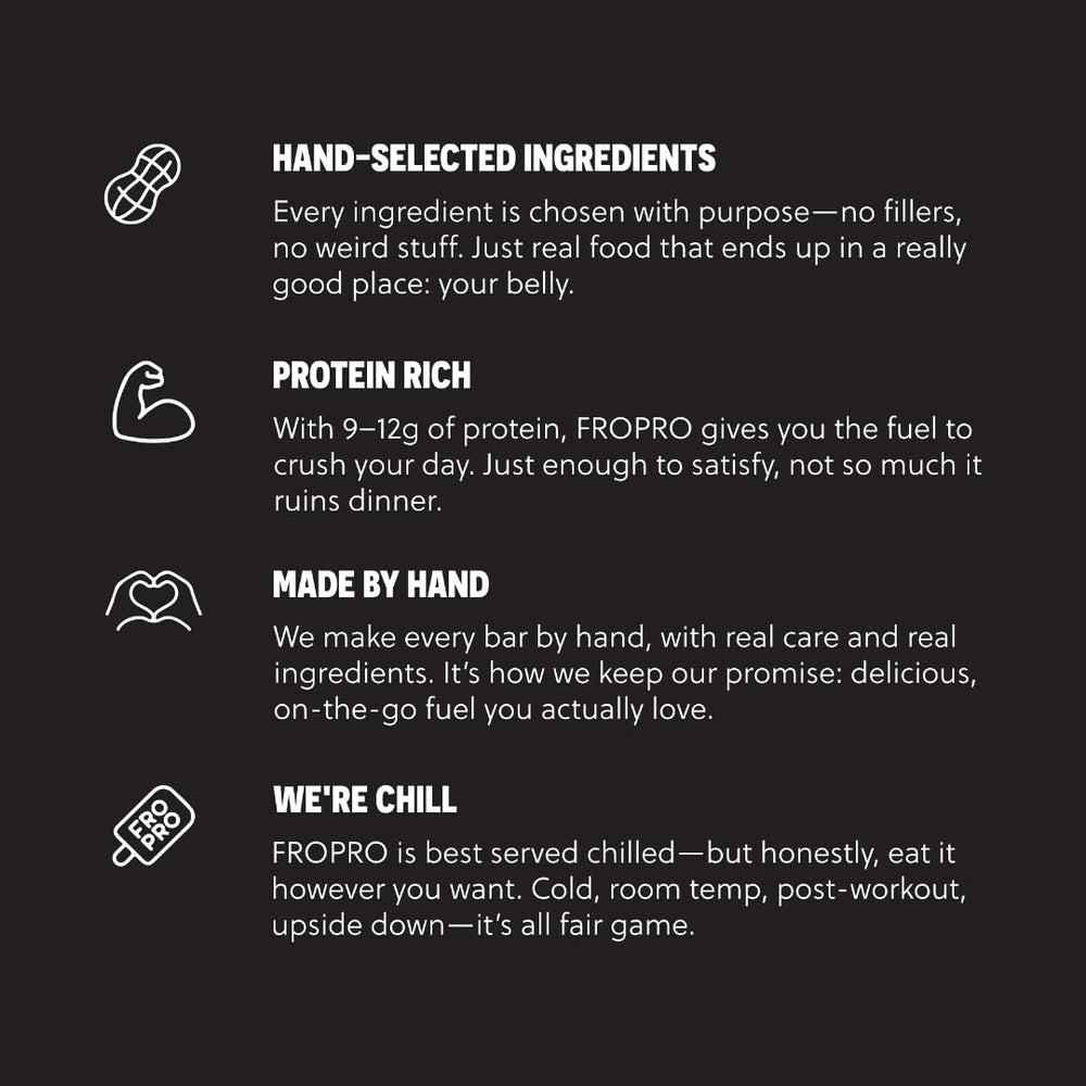 FRO PRO gluten-free label close-up shows allergen-friendly snack option.