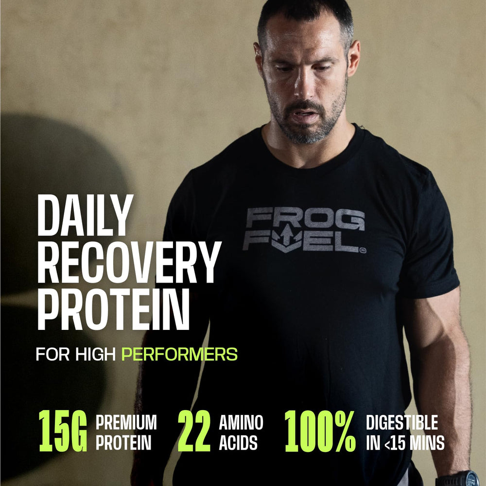 Back nutrition panel on Frog Fuel Power Berry 1 oz protein shot pack