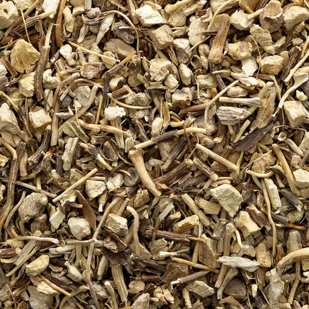 Bulk bag labeled Gravel Root (Eutrochium purpureum) by Frontier Co-op