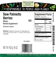 Whole wildcrafted saw palmetto berries for tea and recipes
