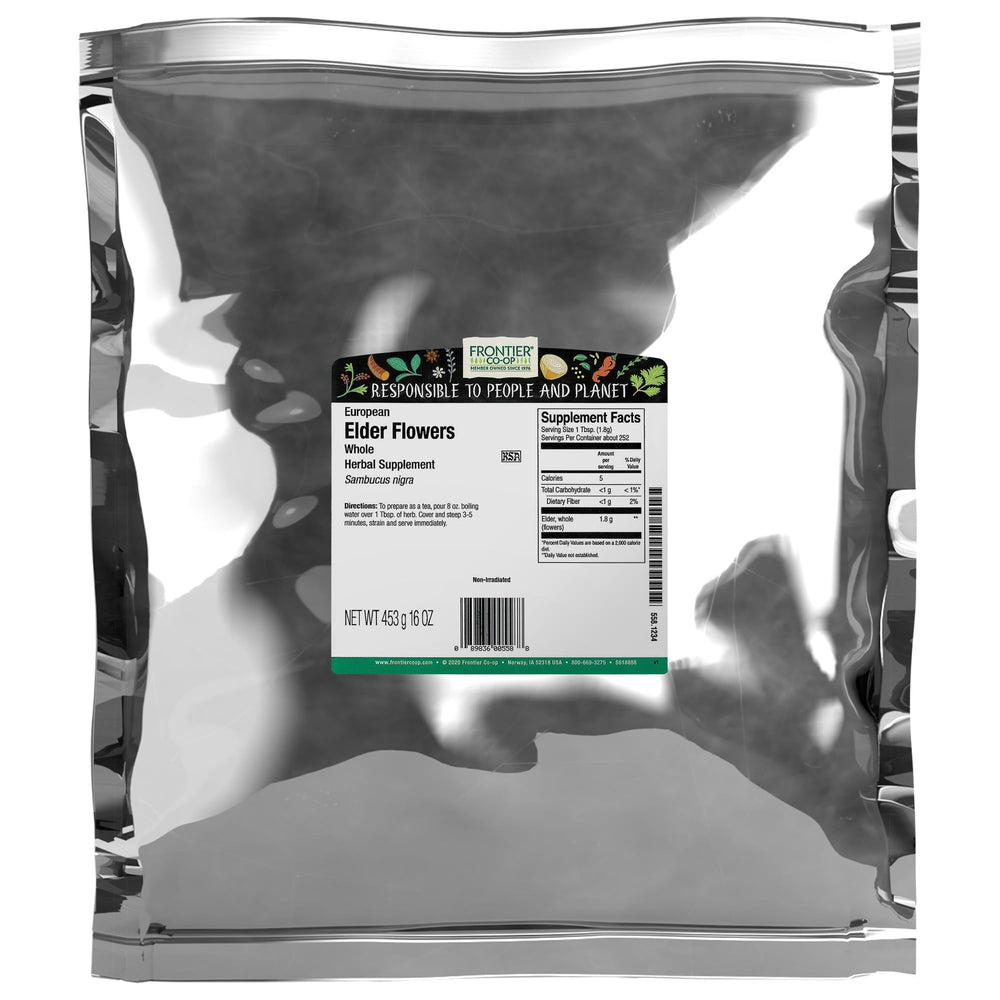 Frontier Co-op dried elderflowers 1lb bulk bag - European elderflower for culinary and herbal use