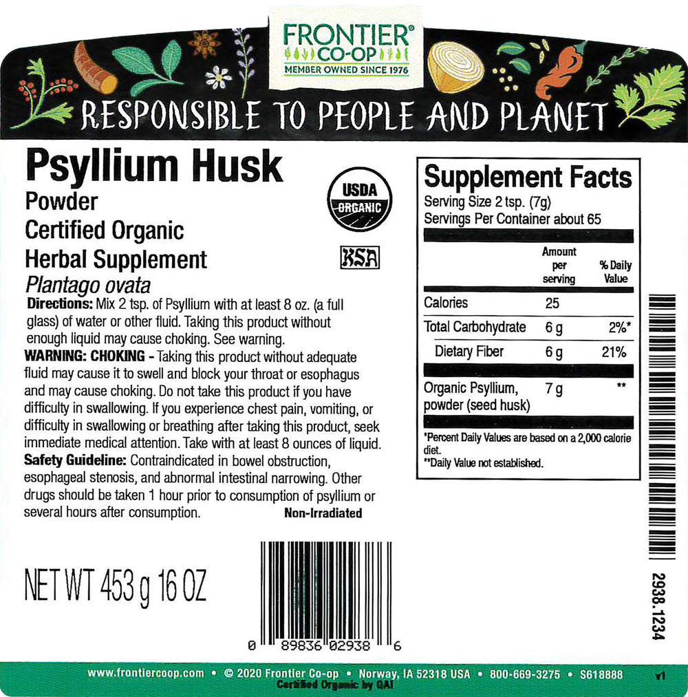 Frontier Co-op Psyllium Husk Powder bag packaging