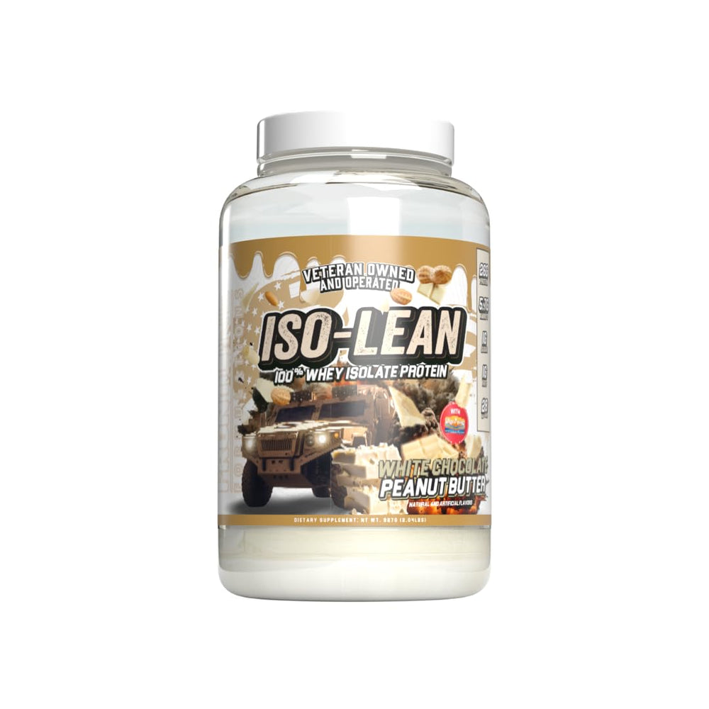 Frontline Formulations ISO Lean bottle with clear label for lean muscle support and post-workout recovery