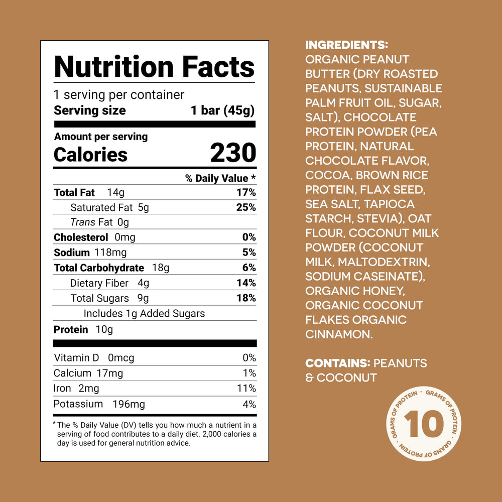 FROPRO bar with nut butter and coconut for satisfying plant protein