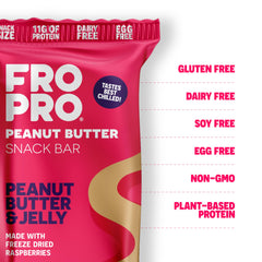 FROPRO PB&J bar closeup texture highlights chewy plant-based protein bite.