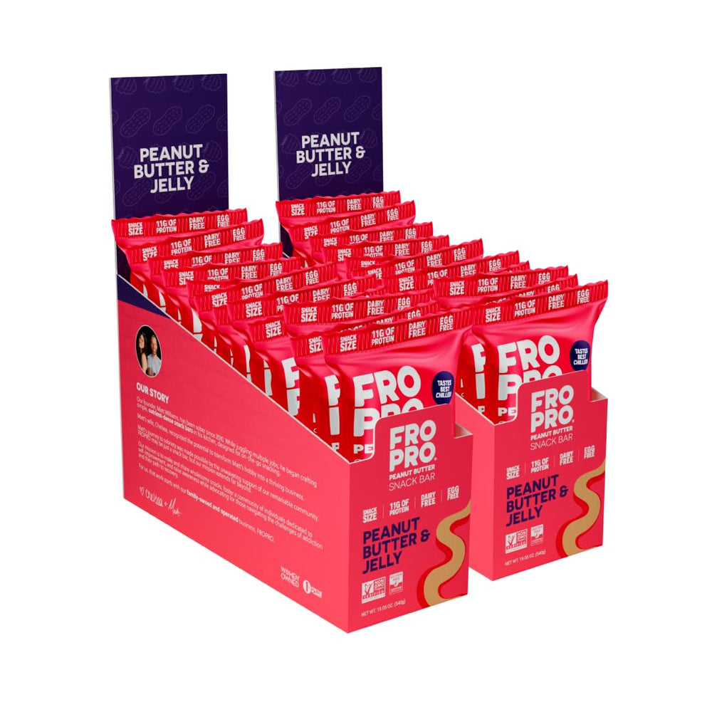 FROPRO PB&J bar pack shows convenient high-protein snack for busy days.