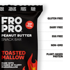 FROPRO Toasted Mallow bars closeup highlights fluffy marshmallow texture with protein