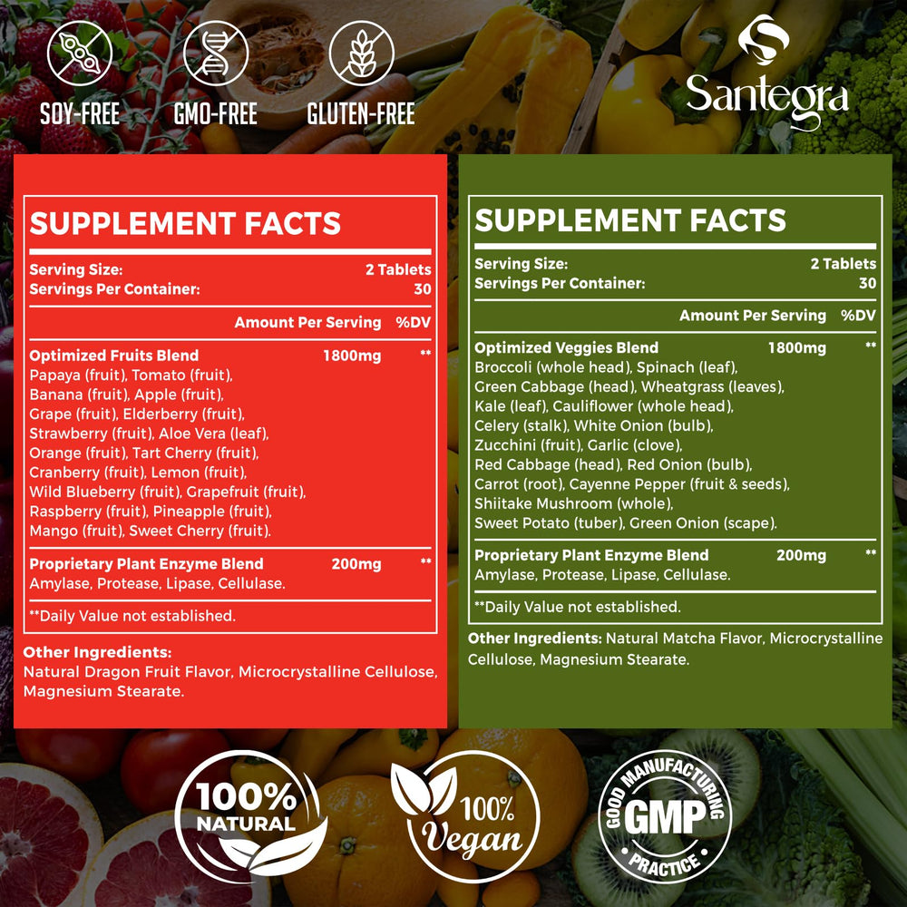 Blend of 18 fruits in the tablets