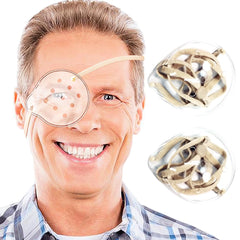 FSJLT clear eye shield for cataract surgery with beige strap - front view