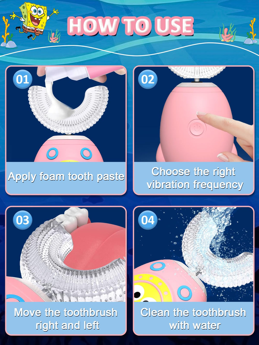 Five cleaning mode options on the handle control panel