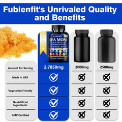 Non-GMO, gluten-free, vegan packaging for sea moss capsules