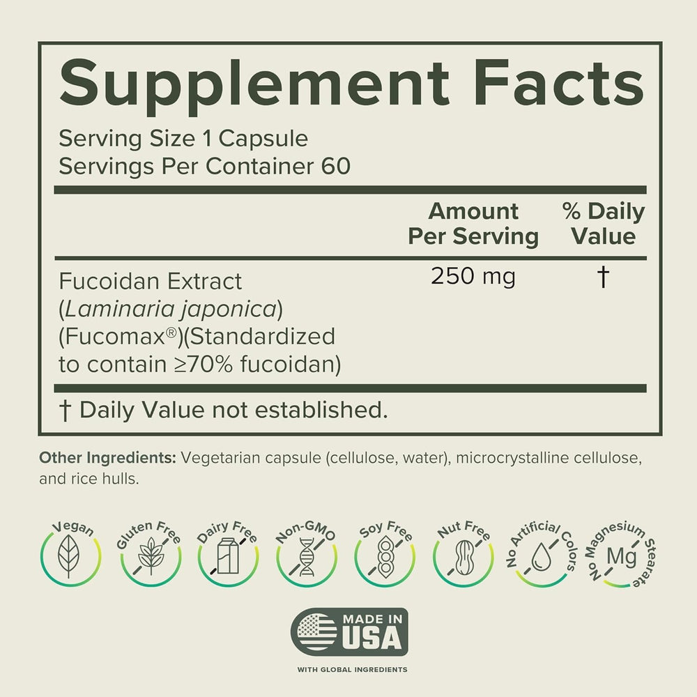Fucoidan capsules for gut health and immune support