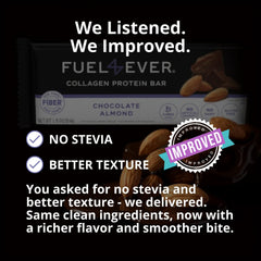 Fuel 4 Ever bar ingredients include almond butter, kale, spinach for wholesome nutrition.
