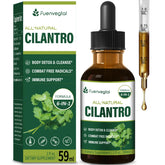 Front view of Fuenvegtal Cilantro Drops 2oz bottle