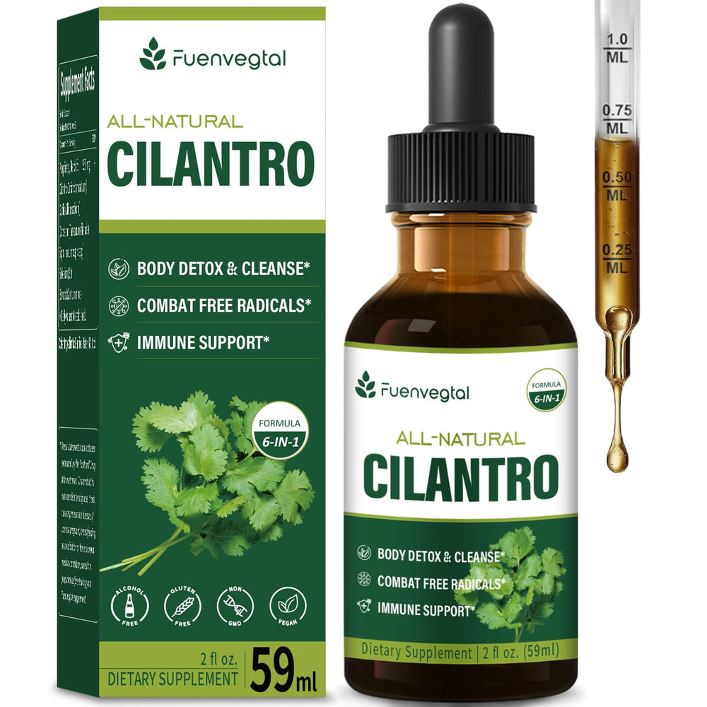 Fuenvegtal All Herbal Liquid Drops bottle label with Cilantro extract