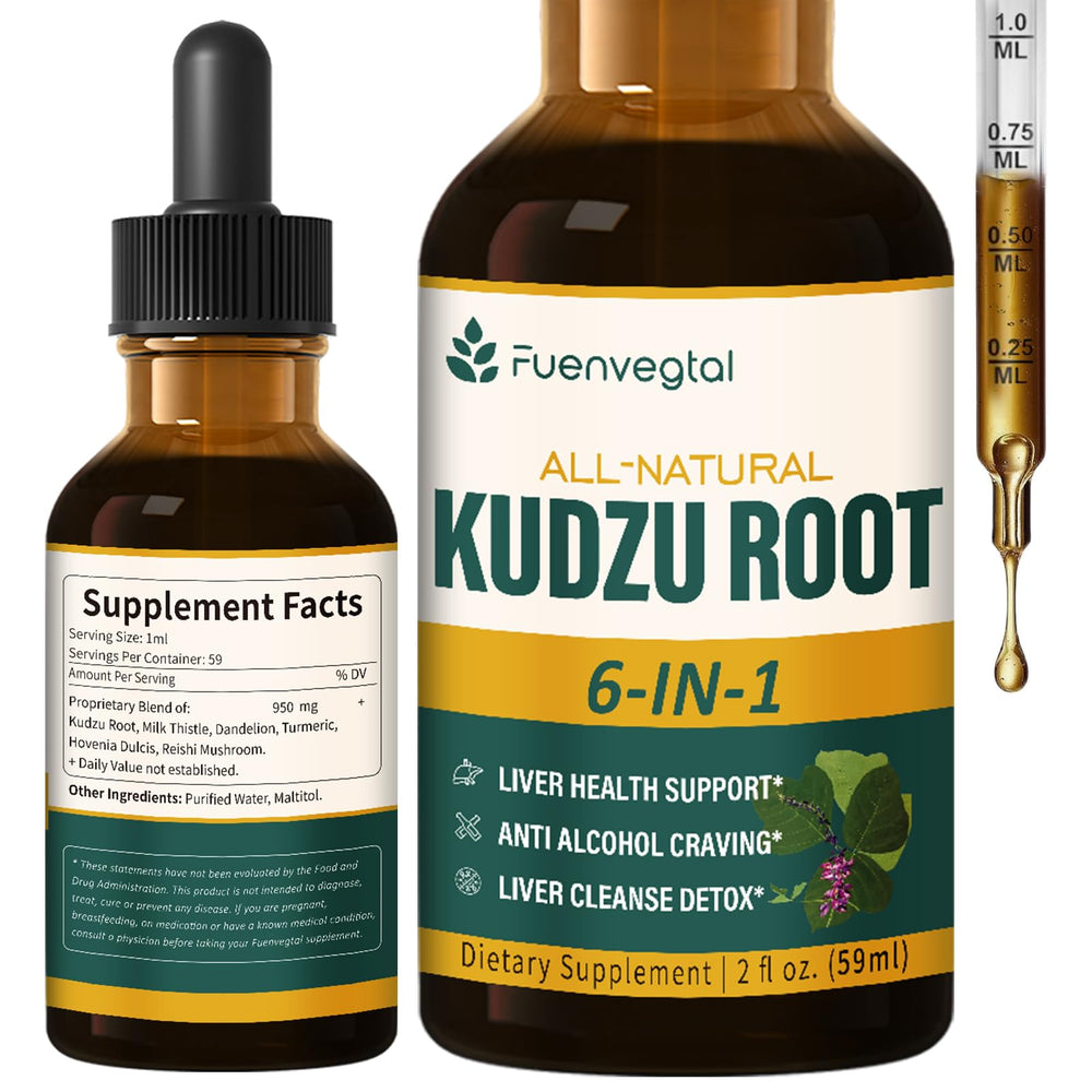 Fuenvegtal Kudzu liquid drops bottle supports liver function and easy daily use.