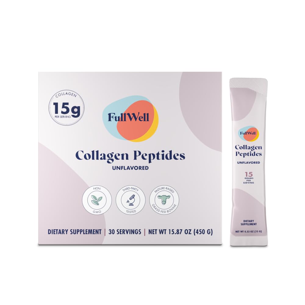 FullWell collagen stick pack front view showing 15g serving