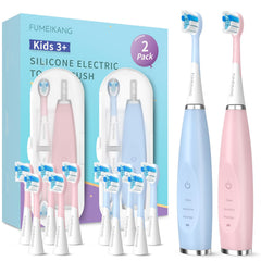 FUMEIKANG kids electric toothbrush blue and pink two-pack – front view