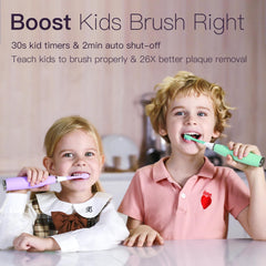 Close-up of silicone-wrapped soft brush heads for kids