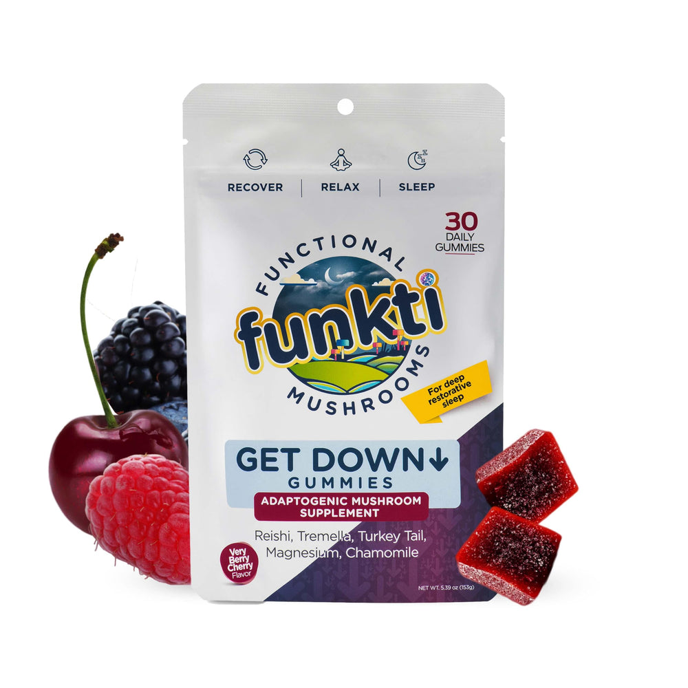 Funkti Get Down Mushroom Sleep Gummies bottle front view