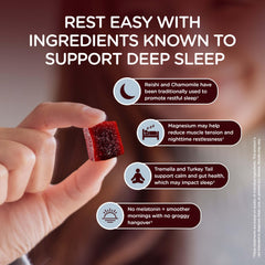 Adults relaxing with Funkti sleep gummies on nightstand