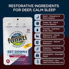 30-serving jar of Funkti Sleep Gummies with Get Down label