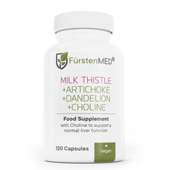 Bottle of FürstenMED Milk Thistle with Artichoke Extract and 80% Silymarin