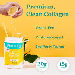 Close-up of lemon collagen peptides powder scoop