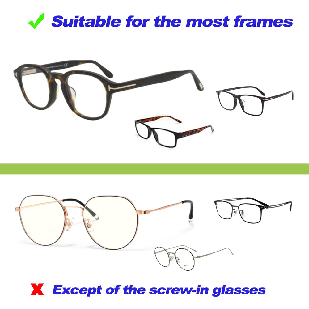 Glasses frame with replaceable nose pads installed
