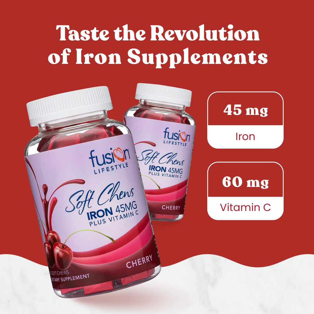 Fusion Lifestyle iron chewable packaging and label