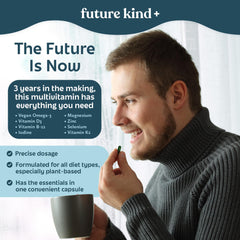 Capsules in a bottle with vegan labeling