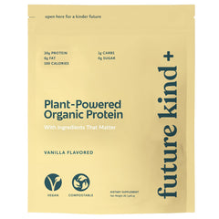 Future Kind vegan protein powder vanilla bottle shows premium, protein-packed workout option