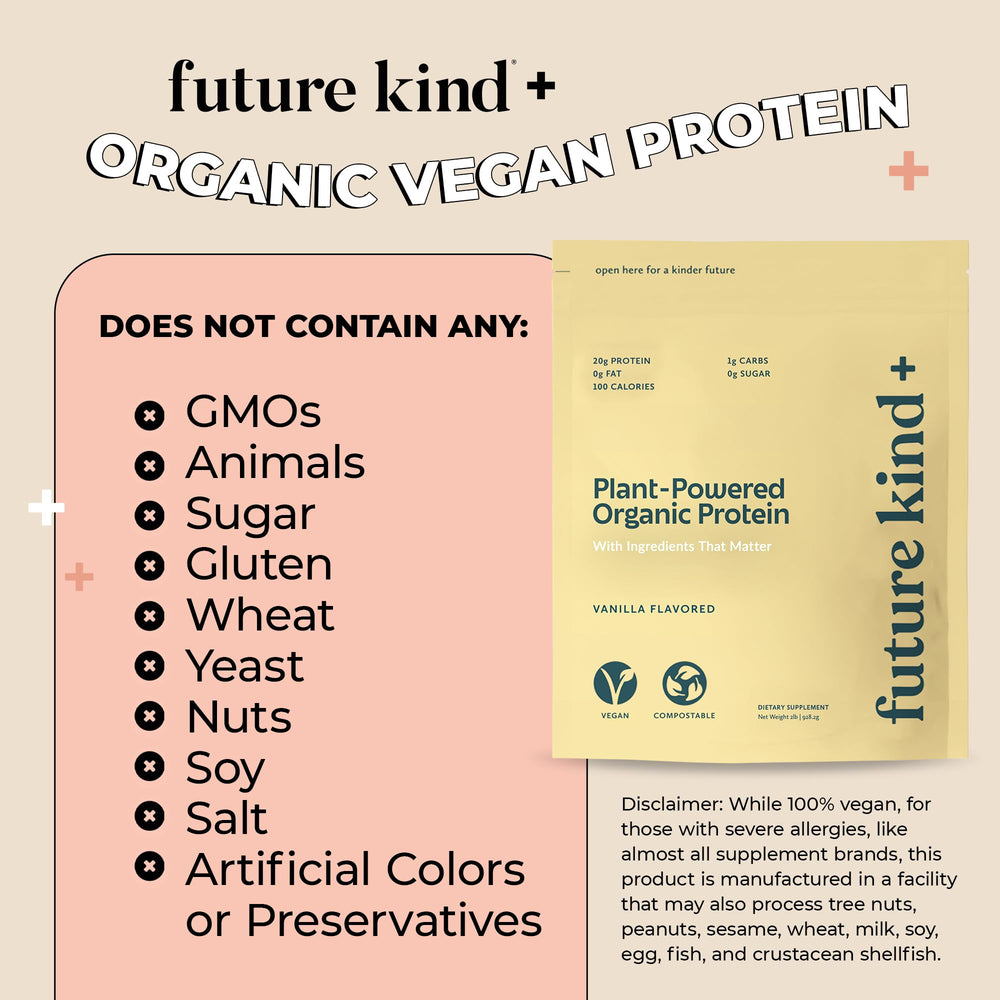 Future Kind vegan protein powder vanilla shake glass suggests quick, tasty post-workout recovery