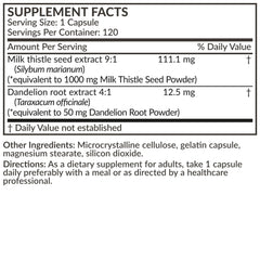Allergen warning and ingredient information for Futurebiotics product