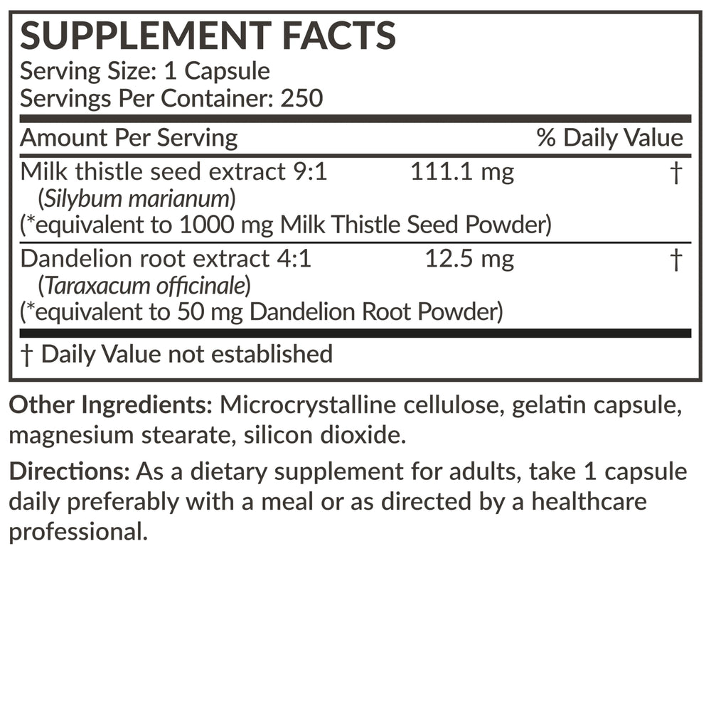 Allergen information note on Futurebiotics liver health product label