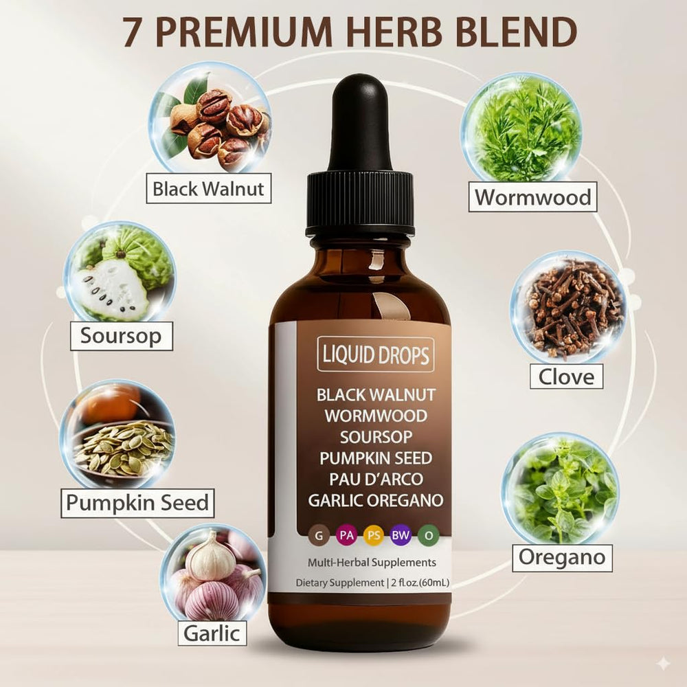 Dropper releasing herbal liquid into a glass