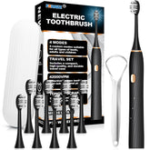 FXQQZZ electric toothbrush black handle with 8 replacement heads