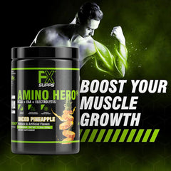Serving scoop with Pineapple-flavored Amino Hero powder