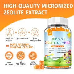 Fzjjyana zeolite gummies close-up orange flavor for kid-friendly immune support