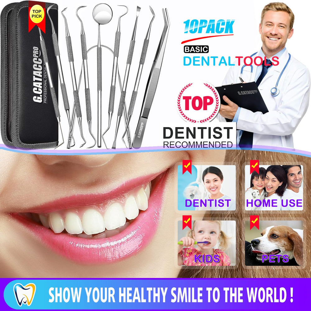 Dental tools kit including mirror and tweezers