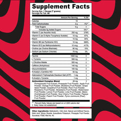 Antioxidants and vitamins panel for G Fuel PewDiePie Lingonberry