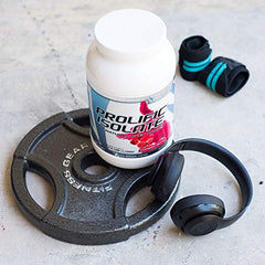 G6 Prolific Isolate Raspberry Gelato jar on bench conveys convenient ongoing supply