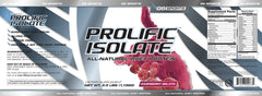 G6 Prolific Isolate Raspberry Gelato label close-up features clean ingredients and stevia sweetness
