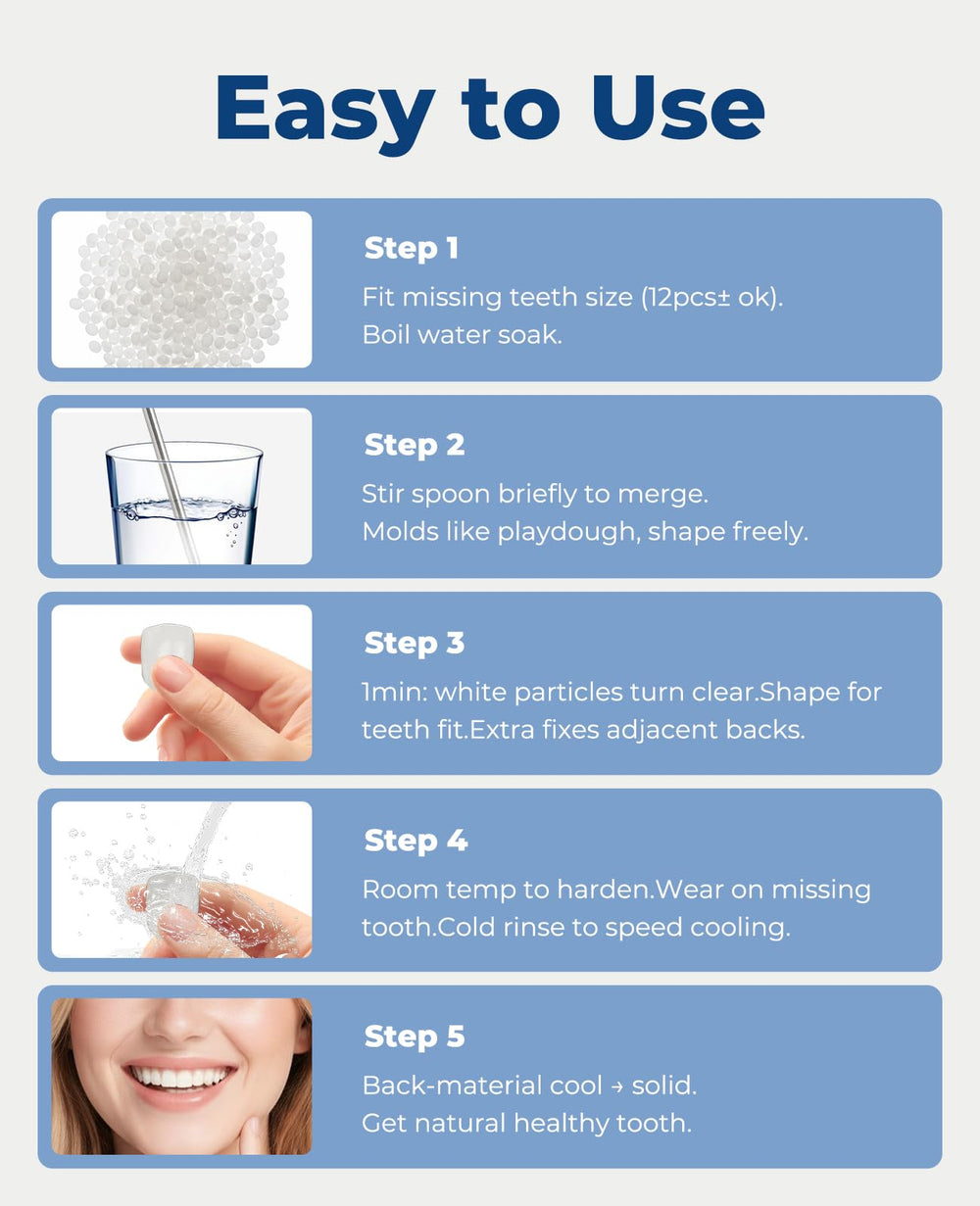 Molded temporary teeth ready to fit upper or lower teeth